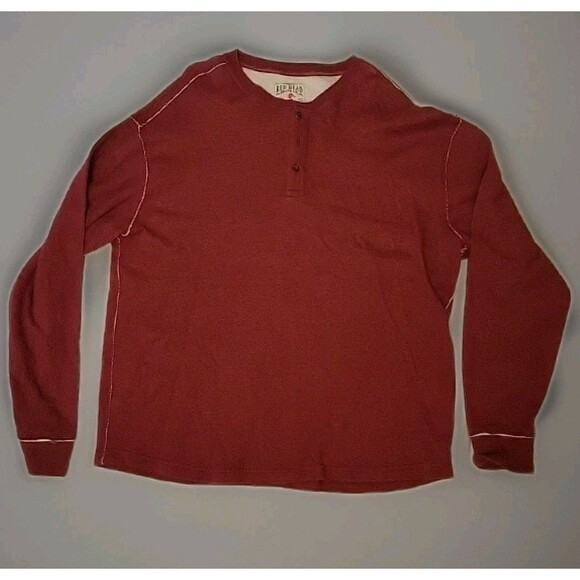 REDHEAD Men’s Size XLarge Cotton Thermal Shirt Red Long Sleeve Crewneck Pullover - Picture 1 of 8